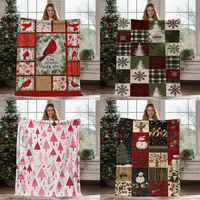 Nouvelle conception, couverture en flanelle rose pour Noël, imprimé Père Noël et sapin de Noël, couverture douillette pour la sieste, décoration de la maison pour les fêtes
