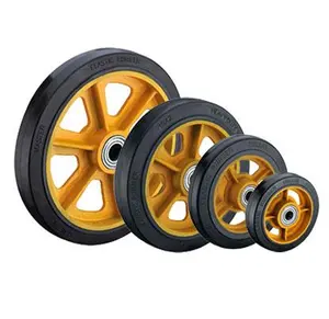 Rubber Caster Wheels SS Solid Elastic Rubber Caster Wheels 150 200 250 300mm Options