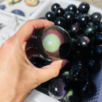 Vente en gros de sphères d'obsidienne arc-en-ciel de qualité supérieure, cristaux de guérison Reiki, boules de quartz, artisanat populaire pour cadeaux