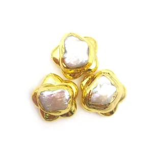 DIY Jewelry Beads Baroque Natural Freshwater Cultured River Pearl 18k Gold Plated Star with Pearls Loose Gemstone Beads Crafts