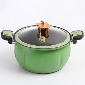 Meilleures ventes Nouveau pot à micro-pression en fonte verte citrouille Pot à soupe