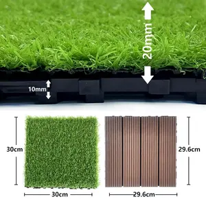 Tappetini in erba artificiale a incastro per esterni con piastrelle in erba artificiale impermeabile fai da te