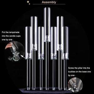 Gros rectangle forme 7 bras cristal pilier bougeoir tube de verre candélabres pièce maîtresse décor de fête de mariage - Product Image 6