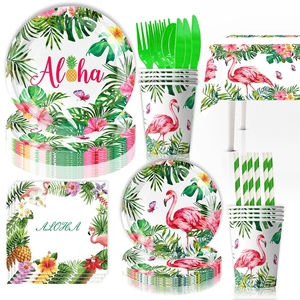 Articoli per Feste a Tema Hawaiano Tropicale, Piatti, Bicchieri e Tovaglioli di Carta <span class=keywords><strong>ALOHA</strong></span>, Decorazioni per San Valentino e Celebrazioni Estive a Tema Spiaggia - Product Image 1