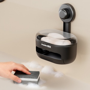 Support OEM Wall Mounted Soap Holder for Bathroom with Suction Cup Plastic <b>Dish</b> Soap Box Draining <b>Rack</b> Tray Bathroom Storage - Product Image 6