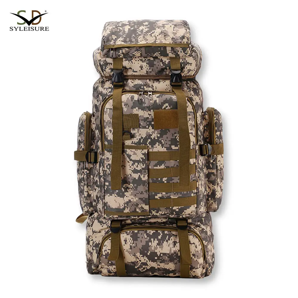 Camouflage backpack camping hiking tactical 80l hunting back packs gym rucksack