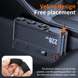 228W 9IN1 Car charger with 1meter Extension <b>Cable</b> Dual PD Ports QC <b>3.0</b> Simultaneously efficiency Safety guaranteed Car Charger - Product Image 5