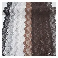 Эластичное кружево 20 см, черная цветная тянущаяся кружевная отделка, сетчатая кружевная ткань для женского платья, одежды, точечная распродажа