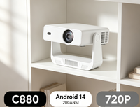 Projecteur extérieur rechargeable 4K C880, best-seller, meilleur prix, 200 ANSI, 720P, mise au point électrique, Wi-Fi double bande, portable, Android 14