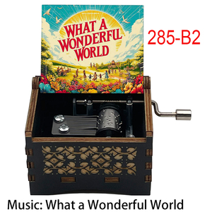 Qué maravilloso mundo caja de música con manivela de madera 18 notas melodía especial lindo recuerdo para amigos familia regalos de navidad - Product Image 3