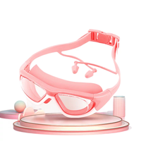 Masques de natation pour enfants à grande monture, haute définition, anti-buée, design monobloc, vision large, avec bouchons d'oreilles