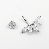 Anneau de nombril unisexe en argent S925, style européen et américain, fleur en zircon, feuille d'érable, piercing pour le nombril, bijoux de piercing corporel