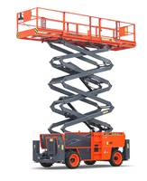 Plateforme à ciseaux diesel JCPT1523RTB de 13 m orientée vers l'application pour la rénovation de bâtiments et les travaux d'installation extérieure