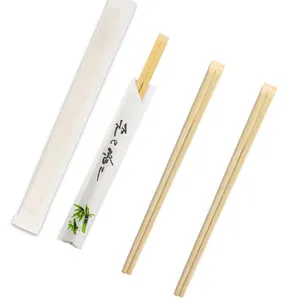 custom logo printed 21cm Disposable Semi Wrap Bamboo Tensoge Chopsticks