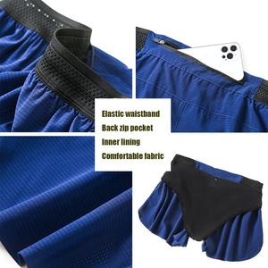 Pantaloncini da corsa da uomo in fodera in tessuto Spandex in poliestere personalizzato <span class=keywords><strong>con</strong></span> tasca posteriore <span class=keywords><strong>con</strong></span> Zip pantaloncini da maratona sportivi da allenamento per Fitness maschile - Product Image 5