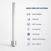 Antena WiFi Omnidireccional para Exteriores de 2400-2500MHz, 12dBi, MIMO, 2xN Hembra, Alta Ganancia, para Punto de Acceso