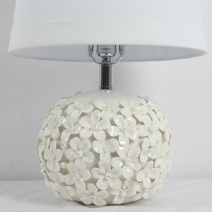 Glossy Floral Ceramic Table Lamp <b>Plug</b> in White Table Lamp Modern Table Lamp Decorative Table Lamp for Hotel Bedroom - Product Image 5