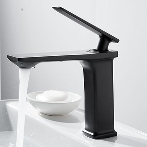 Keran air panas/dingin untuk kamar tidur, keran air panas/dingin bahan Aloi seng Modern dengan katup keramik dan dudukan dek inti, pegangan tunggal - Product Image 2