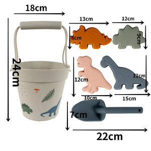 Luckykoo Idea Custom Toddlers Foldable Bucket Shovels Sand Summer Toys <b>Set</b> <b>Kid</b> Eco-friendly Silicone Beach Toys - Product Image 4