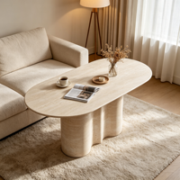 Table à manger ovale moderne en marbre naturel à prix abordable, avec base en marbre, pour hôtels et décoration intérieure – Approvisionnement direct usine