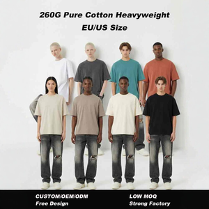 T-shirt unisexe surdimensionné 260G en coton lourd 100% style streetwear américain, col rond, manches courtes, épaules tombantes, tailles EU/US, ODM - Product Image 3