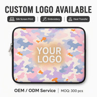 Funda de Neopreno para Portátil con Acolchado y Estampado de Camuflaje, Funda para Portátil de 13-16 Pulgadas con Cierre, Bolsa para Computadora con Ribete de Color, Logotipo Personalizado OEM ODM