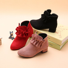 Chaussures à fermeture éclair pour enfants, bottes pour filles, automne et hiver, nouvelles bottes à talons hauts de princesse, bottes courtes en polaire pour bébé - Product Image 4