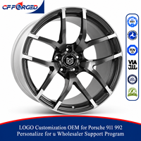 Jantes de voiture en alliage forgé monobloc concave à 5 branches usinées noires personnalisées de qualité supérieure 5x130 911 992 991