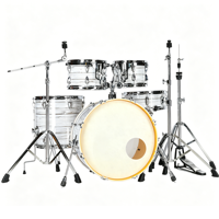 Kit de batterie acoustique jazz professionnel 5 pièces en bois et métal, coque robuste, peaux en polyester personnalisables, son de qualité supérieure
