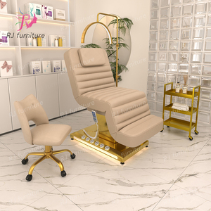 Camilla de Masaje Plegable de Cuero Blanco Personalizable, con Base Metálica, para Salón de Belleza, SPA, Tratamientos Faciales y de Pestañas, con 3 Motores Eléctricos Curvos - Product Image 5