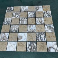 Carrelage en marbre à carreaux combinant le marbre beige égyptien naturel et le Calacatta Viola