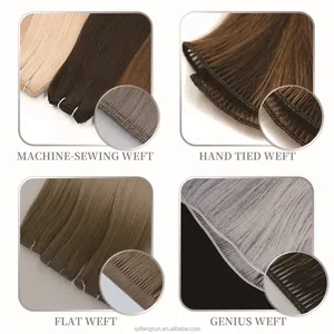 Hand-tied Weft Human Hair Extensions European Genius Weft Double Drawn 1 Donor Hair Extensions