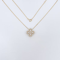 Collier en or 18 carats avec diamant de laboratoire, classique, vintage, en forme de goutte, trèfle porte-bonheur, polyvalent, pour femmes, pendentifs en diamant