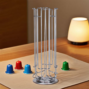 Soporte cromado para cápsulas de café <span class=keywords><strong>Nespresso</strong></span>, soporte para cápsulas, soporte giratorio de alambre de Metal K para café, hogar, restaurante, Organizador - Product Image 4