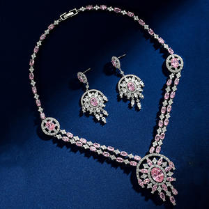 HIBRIDE Klassische Geometrische Verlobung Party Zirkon Halskette Und Ohrring Sets CZ Schmuck Set Für Brautjungfern Zubehör N-1574 - Product Image 1