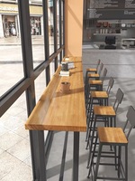 Meubles commerciaux de style rustique rétro Table de bar de cuisine de restaurant en bois et métal pour le dîner