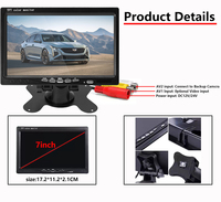 Moniteur de voiture HD TFT LCD 7 pouces 12V-24V avec écran partagé, caméra de recul multilingue et vision arrière pour divertissement des passagers arrière