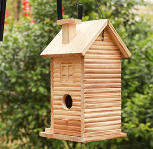 Yüksek Kaliteli Dayanıklı 2 Delikli Ahşap Dikdörtgen Mavi Kuş Evi, Çiçek Kuşu, Kardinal Kuşu İçin Duvara Monte Bahçe Kuş Evi - Product Image 4