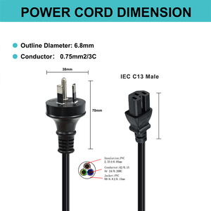 สายไฟ SAA C15 10A 250V สายทองแดงแท้ สำหรับเครื่องใช้ไฟฟ้าแบบ AU เช่น กาต้มน้ำ - Product Image 4