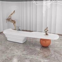 Réception de l'entreprise, bureau de réception, bureau créatif en fibre de verre laqué blanc, comptoir de caisse pour salon de beauté