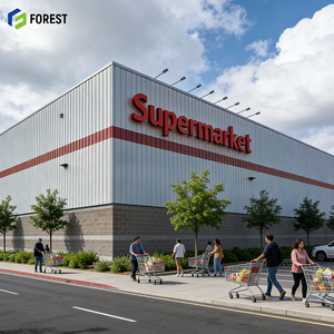 Edificio de Supermercado con Estructura de Acero Prefabricada, Centro Comercial Espacioso, Resistente a Terremotos, Galvanizado, de Gran Altura - Product Image 1