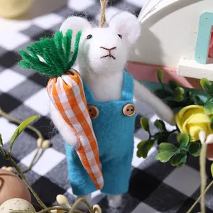 Noxinda New Design Cute Wool Felt Rat Hanging Ornaments Needle Felt Mouse Decoration For Easter Decor Easter Gifts