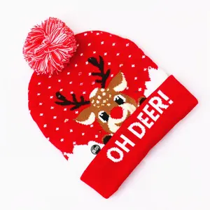 Produits décoratifs de Noël Chapeau de Noël tricoté pour adultes et enfants Chapeau tricoté lumineux Chapeau de Noël pour personnes âgées haut de gamme
