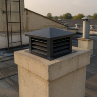 Capot de toit à persiennes carrées en aluminium et acier inoxydable, anti-corrosion, à économie d'énergie, pour bâtiments commerciaux, cuisines, salles de bain et applications incendie
