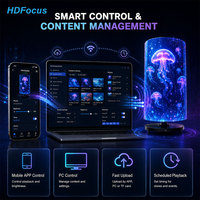 Proyector de Cilindro Holográfico 3D HDFocus de 75 cm, Panorámico de 360 Grados, 2000 Nits de Brillo, Pantalla con Ventilador, Bluetooth, WiFi y App