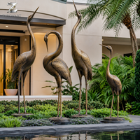 Escultura de Grulla de Bronce, Estatuas de Jardín para Exteriores, Arte de Aves y Animales de Tamaño Real, Decoración Personalizada para Parques, Césped, Villas y Paisajes, Fabricante