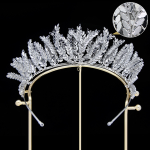 Luxe mariée Zircon diadèmes couronne mariage haute qualité diamant cheveux accessoires diadèmes princesse Pageant feuille strass coronas - Product Image 3