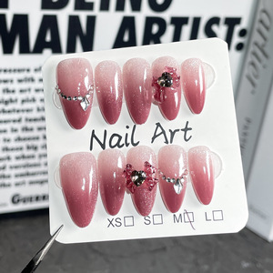 Nuevo Producto Lanzado, <span class=keywords><strong>Uñas</strong></span> Decoradas con Serpiente <span class=keywords><strong>Rosa</strong></span> <span class=keywords><strong>y</strong></span> Estrellas Celestiales Grabadas en Plata, Hechas a Mano - Product Image 3