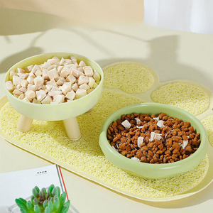 Nieuw product milieuvriendelijke plastic voederbak met vier poten, afneembaar donutvormig ontwerp, origineel verpakt, voor katten (voer en water) - Product Image 2