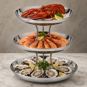 Support de buffet de luxe pour hôtel, en acier inoxydable 304, à <span class=keywords><strong>trois</strong></span> niveaux, pour fruits de mer et coquillages - Product Image 1